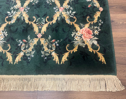 Karastan Garden of Eden Rug 4x6 Green Savonnerie Vintage Carpet