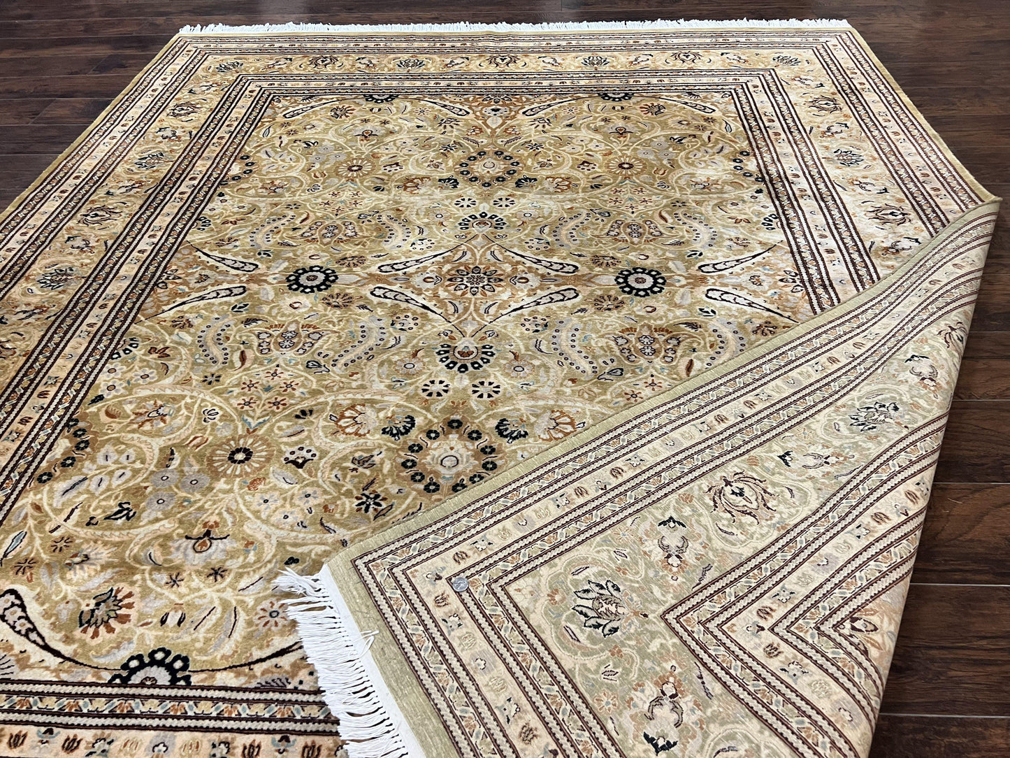 Persian Rug Hand Knotted Wool 8x10 Vintage Safavieh Gold Tan