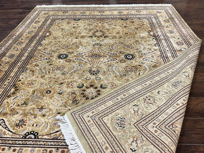 Persian Rug Hand Knotted Wool 8x10 Vintage Safavieh Gold Tan