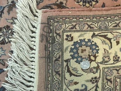 Pak Persian Rug 4x6, Pink and Cream, Very Fine 225 KPSI, Handmade Wool Oriental Carpet