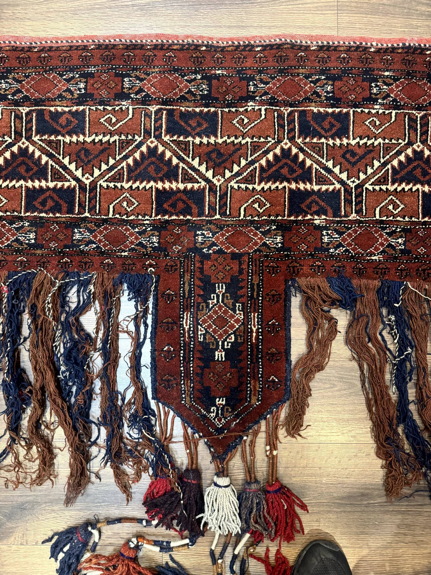 Antique Afghan Beshir Tent Header Rug Hand Knotted Wool Tribal Collectible