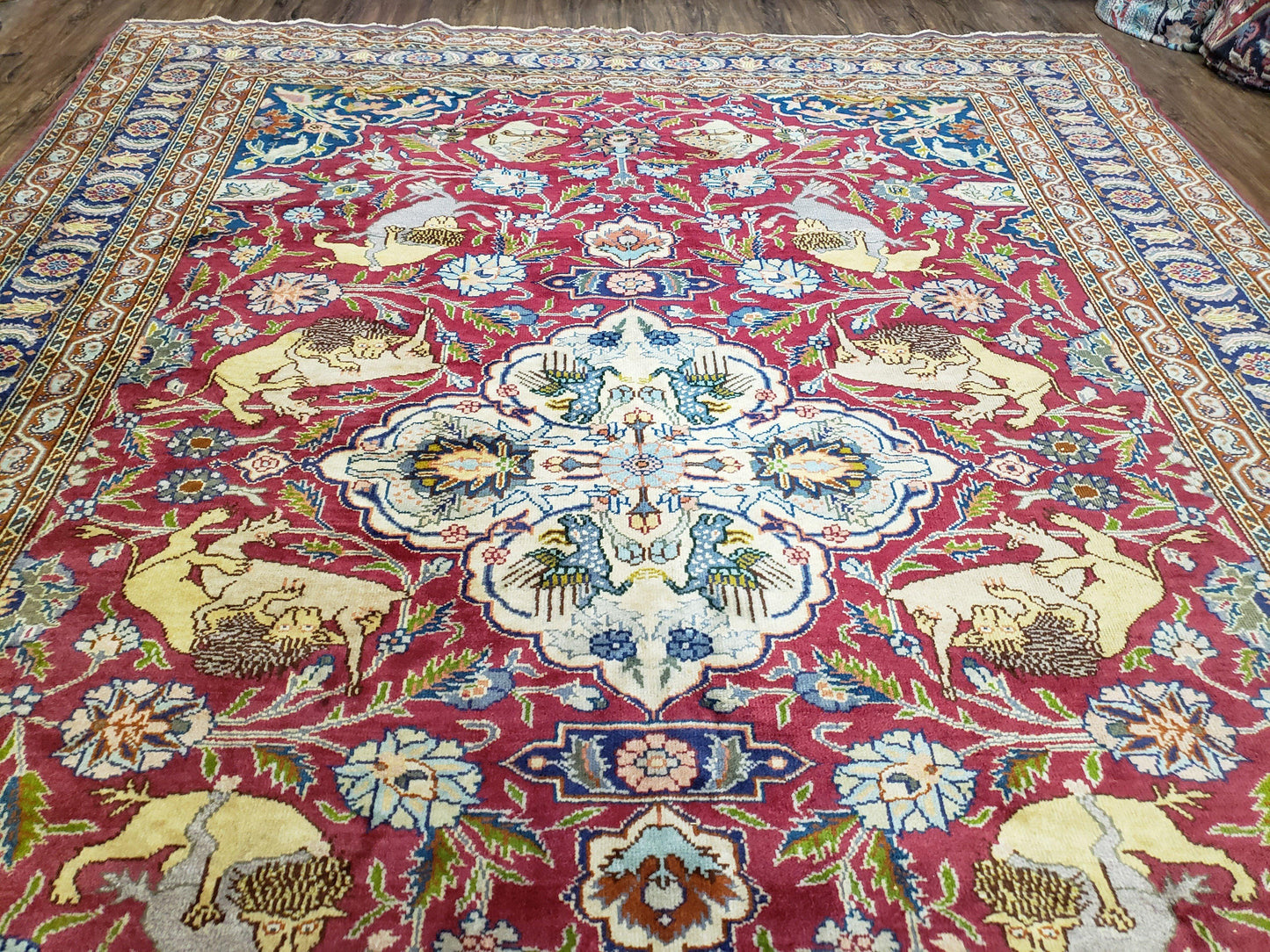 Turkish Sivas Area Rug Hand Knotted 8x11 Vintage Red Wool Oriental Carpet