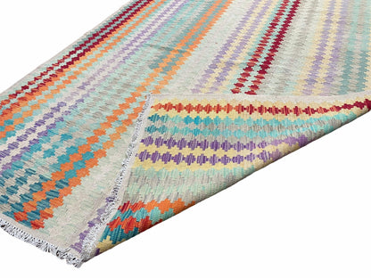 Colorful Kilim Rug 6x8 Turkish Flat Weave Wool Kilim Handmade Anatolian