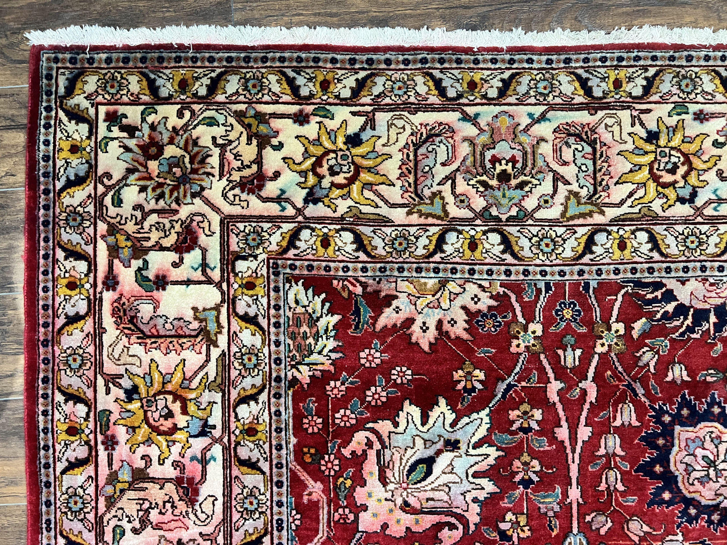 Persian Tabriz Rug 10x12 Floral Allover Handmade Vintage Wool Carpet