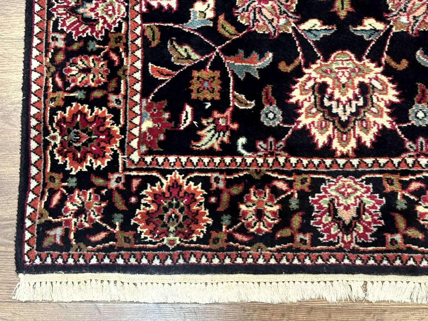 Indo Persian Sarouk Rug 3x5, Black Traditional Oriental Carpet