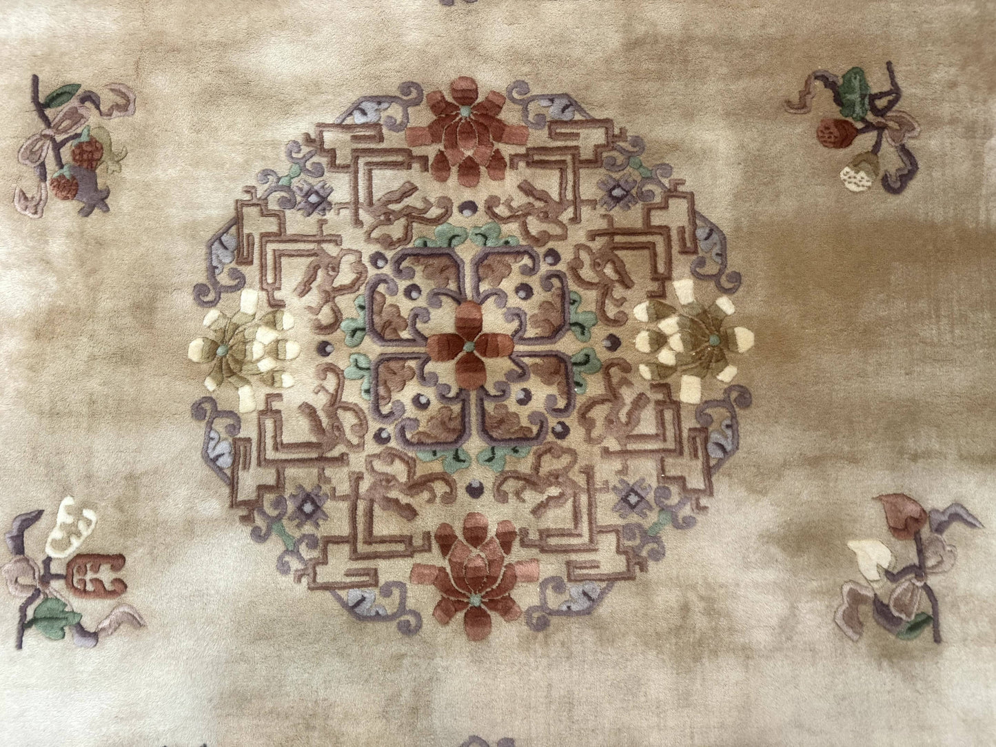 Chinese Wool Rug 90 Line Hand Knotted Vintage Handmade Area Rug