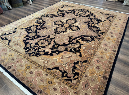 Handmade Wool Rug 8x10, Black & Dark Beige, Nourison, Traditional Rug