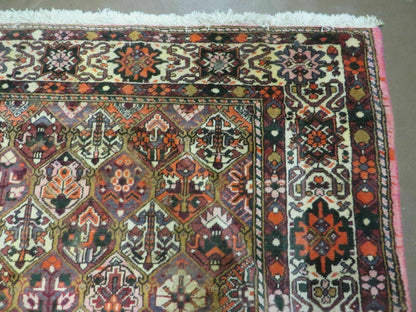 Antique Persian Bakhtiari Rug 7x10 - Multicolor Repeated Panel Design - Vegetable Dyed Rug - Hand Knotted Wool Room Sized Oriental Carpet 7 x 10 Rug