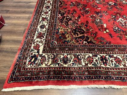 Persian Bibikabad Rug 11x18 Palace Size Red Wool Handmade Large Carpet With Floral Medallion