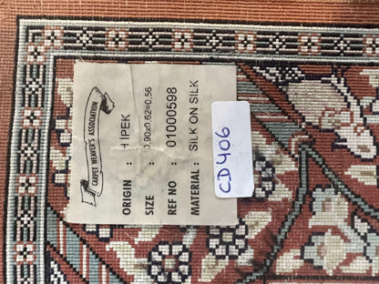 Turkish Hereke Silk Rug 2x3 Floral Vase Tree Of Life Birds Vintage Carpet