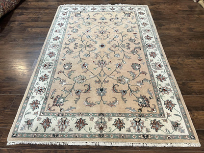 Indo Persian Rug 6x9 Handmade Vintage Wool Carpet With Floral Allover Design