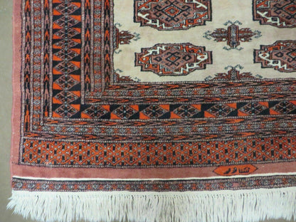 Bokhara Turkoman Rug Vintage Handmade Wool 4x6 Pakistan Carpet