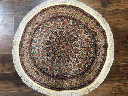 Round Silk Rug 3x3 Handmade Sino Persian Silk On Silk Carpet