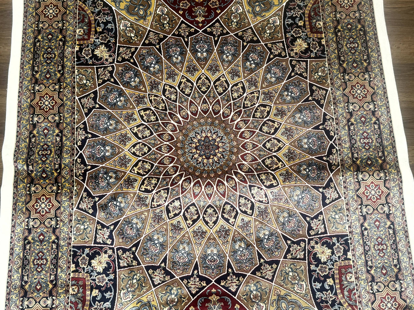 Turkish Silk Rug 4x6 Dome Design Bamboo Silk Memluk Carpet