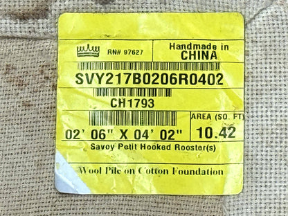 Small Vintage Hooked Rug Roosters Handmade Wool Area Rug Decor Accent