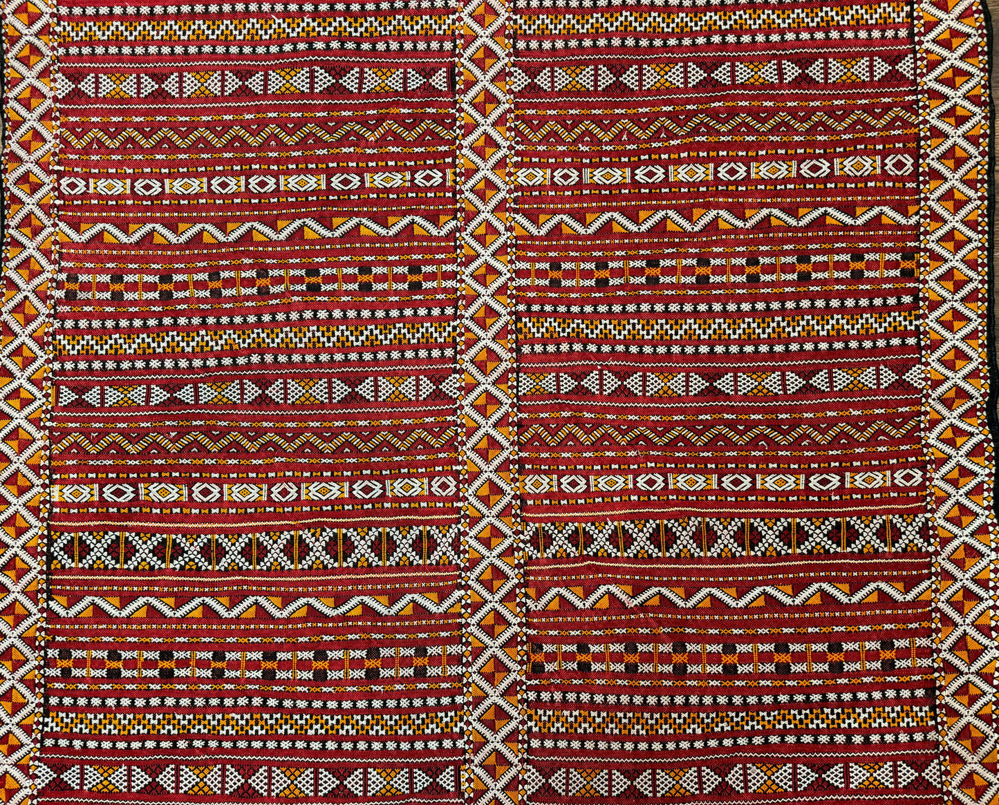 Moroccan Kilim Rug 4x8 Flatweave Bohemian Wool Area Rug In Red Ivory Orange