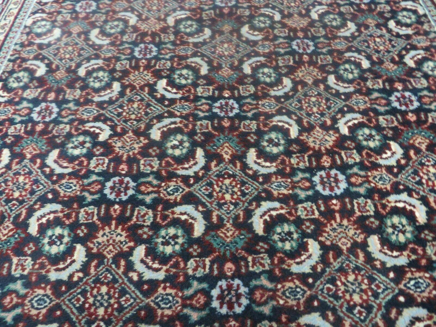 Vintage Handmade Indian Amritsar Wool Rug 4x6 Allover Design Very Good Condition