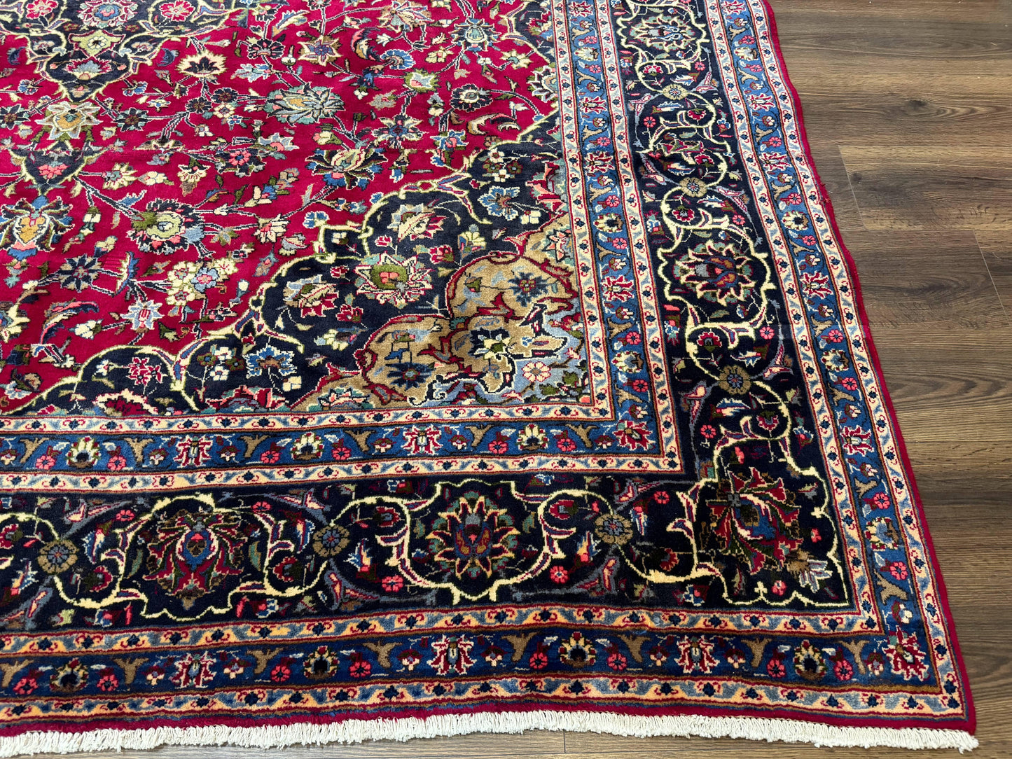 Traditional Persian Mashad Rug 8x11 Wool Antique Floral Medallion Carpet
