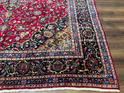 Traditional Persian Mashad Rug 8x11 Wool Antique Floral Medallion Carpet