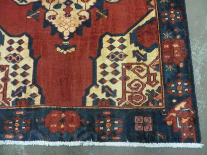 Antique Turkish Wool Rug Handmade 4 By 7 Veg Dye Allover Pattern
