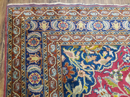 Turkish Sivas Area Rug Hand Knotted 8x11 Vintage Red Wool Oriental Carpet