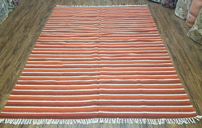 Handmade Wool Kilim Throw Blanket Twin Size Striped Woolen Bedding Decor