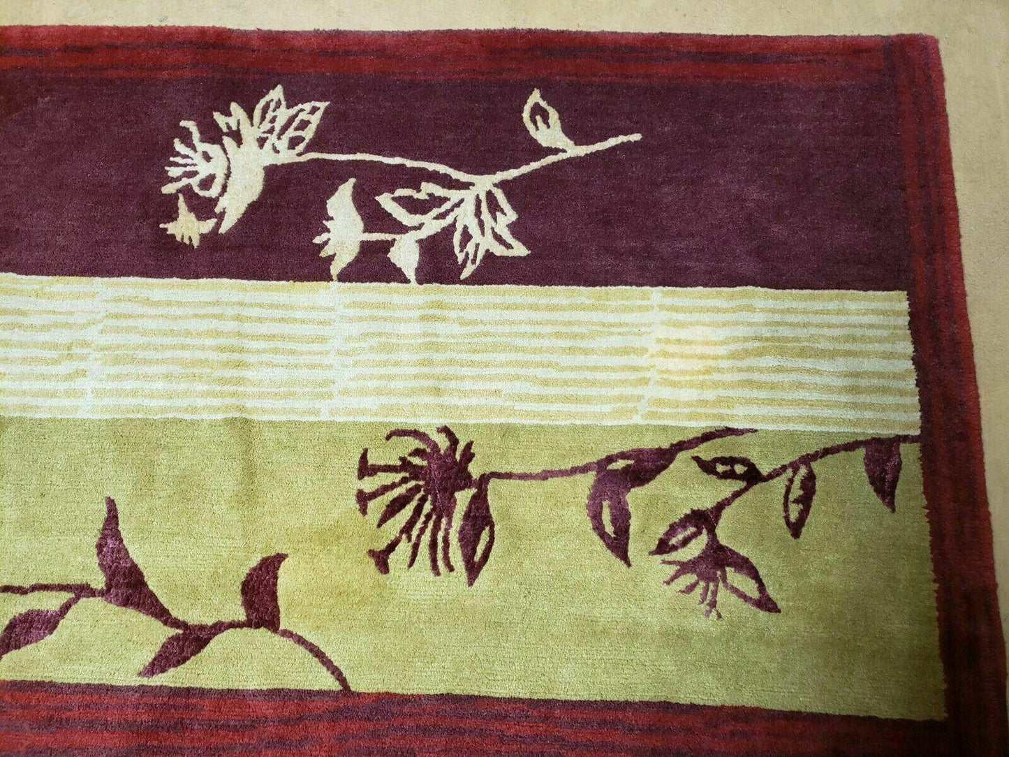 Tibetan Wool Rug Hand Knotted 8x11 Floral Design Modern Contemporary Decor