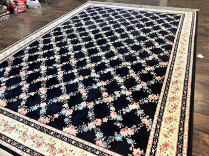 Karastan Rug 8.8 x 12, Garden of Eden #509/1270, Ebony Trellis, Vintage Discontinued Wool Pile Karastan Carpet