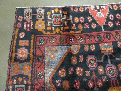 Antique Turkish Rug 4x10 Handmade Tribal Floral Wool Oriental Vintage Carpet