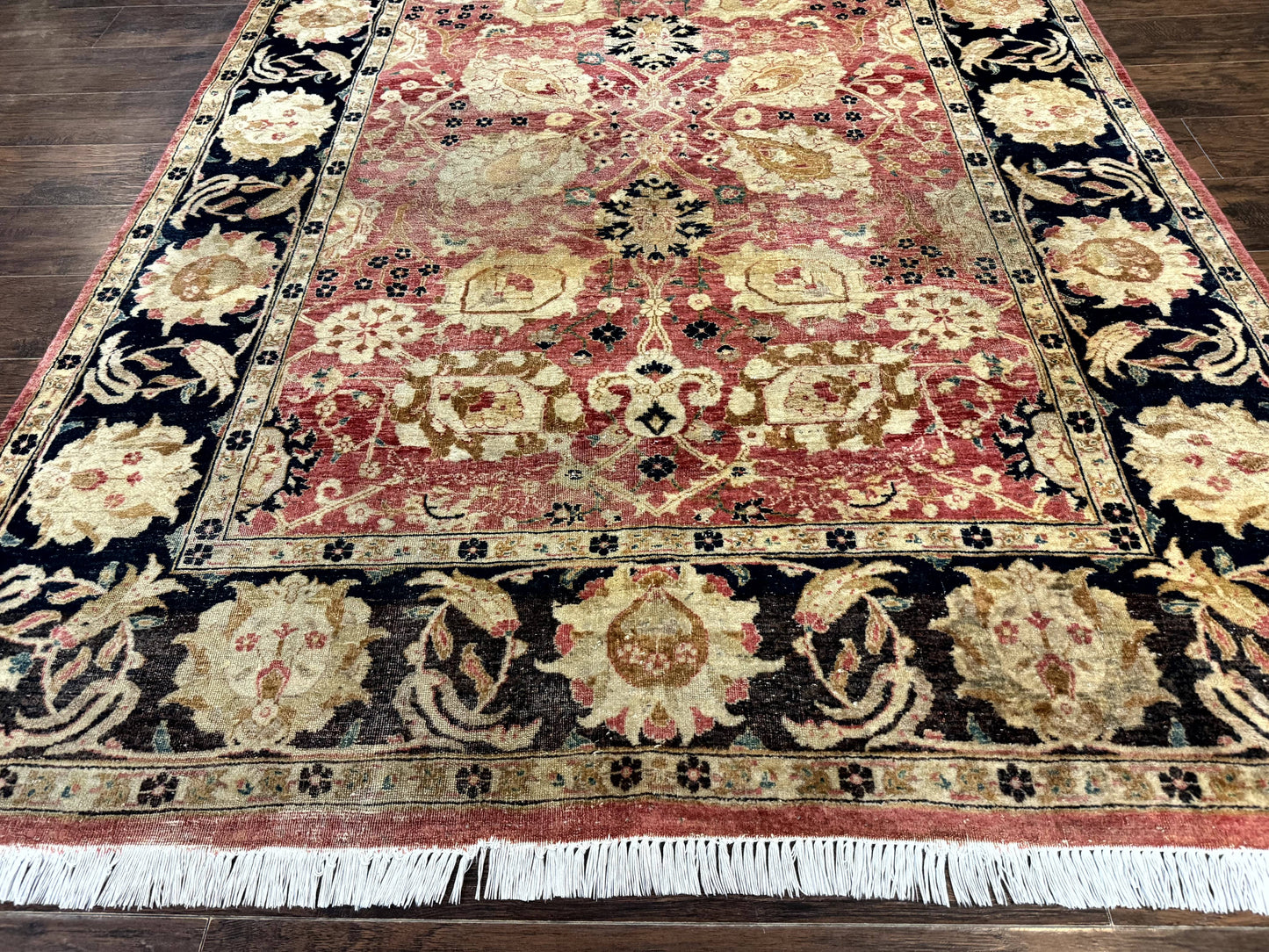 Indian Agra Rug 6x9, Allover Pattern, Traditional Wool Oriental Carpet