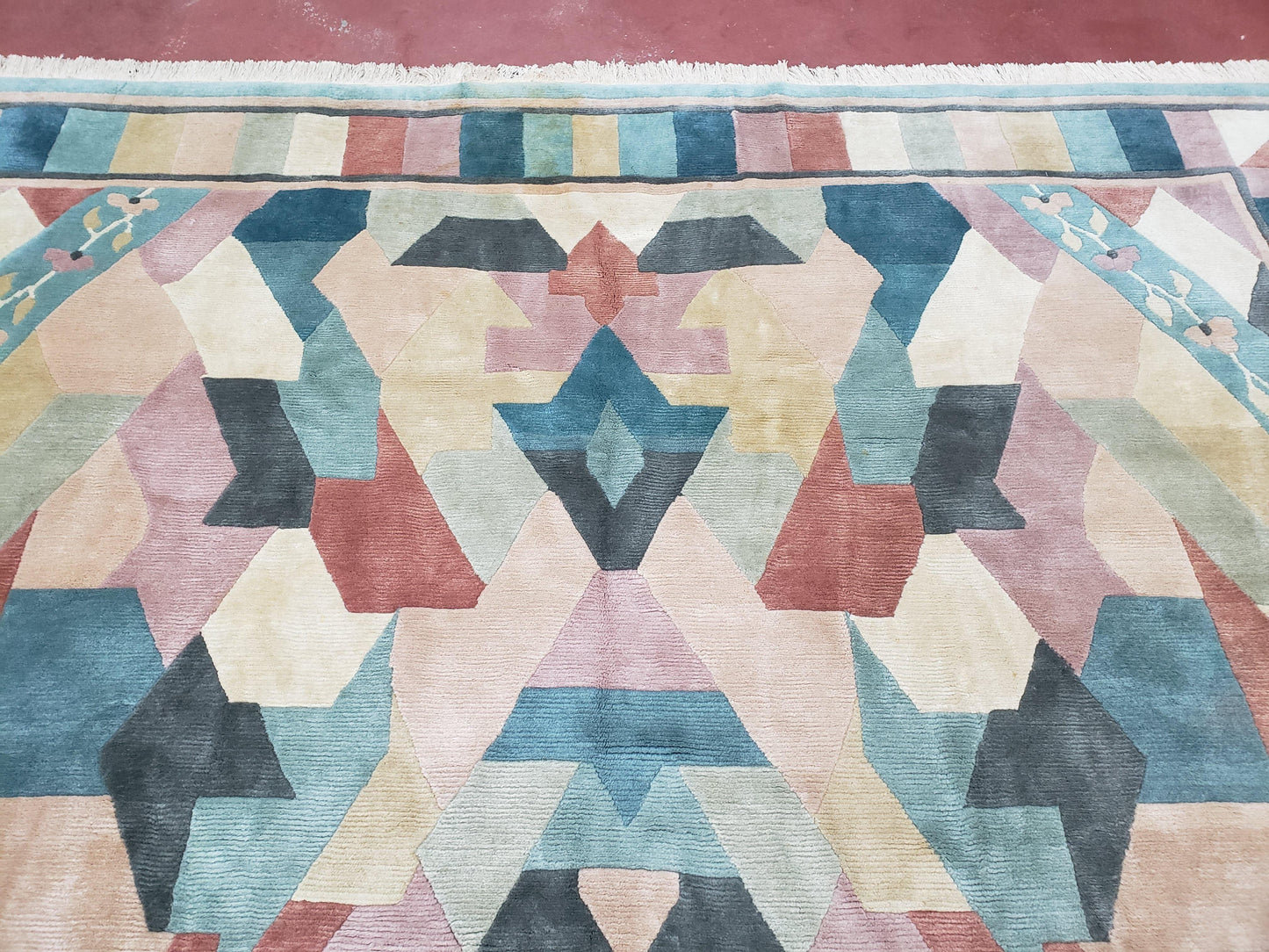 Nepalese Hand Knotted Wool Area Rug 8x11 Contemporary Multicolor Modern Carpet