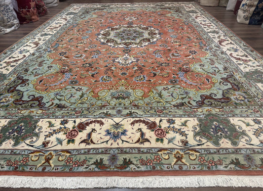 Palace Size Persian Tabriz Rug 12x17, Medallion Carpet, Fine 250 KPSI, Stunning
