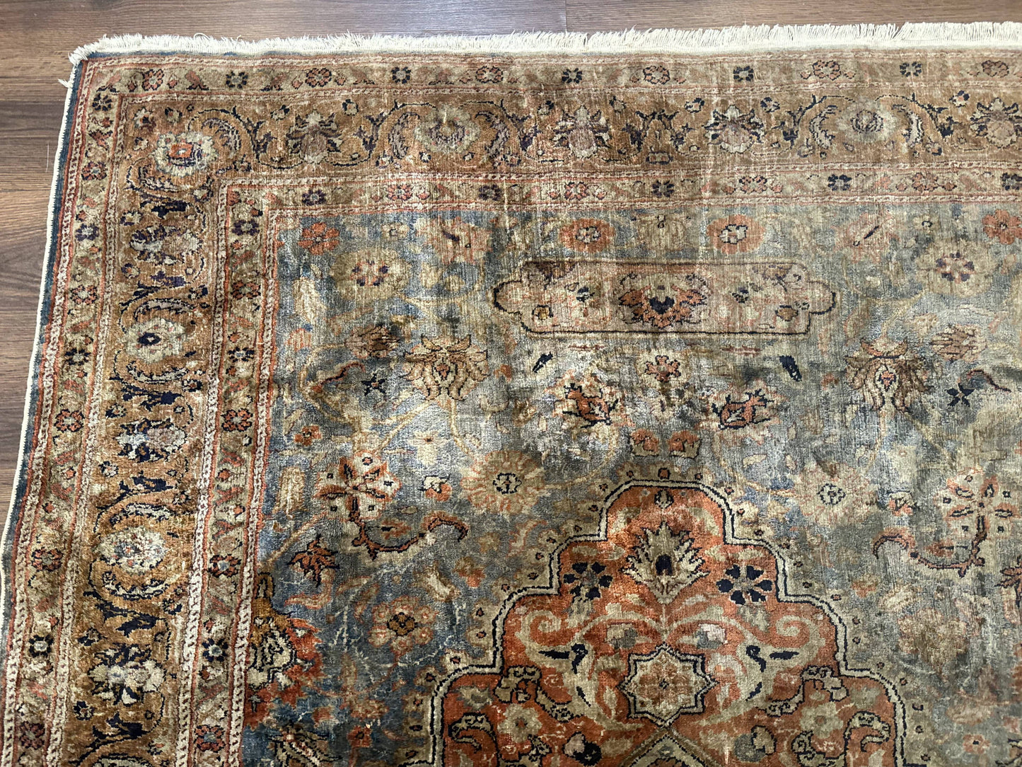Silk Turkish Kayseri Rug 5x7, Light Blue
