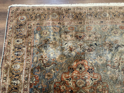 Silk Turkish Kayseri Rug 5x7, Light Blue