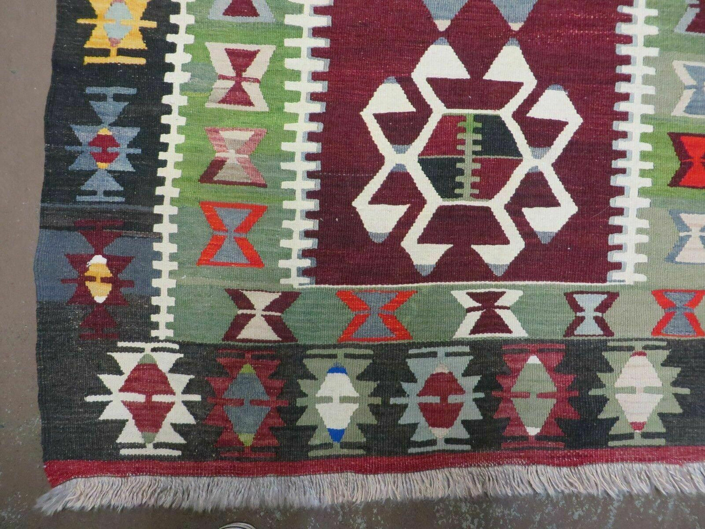 Turkish Kilim Rug Vintage Handmade Flat Weave Wool Veg Dyes 3 Ft 8 In By 5 Ft 1 In