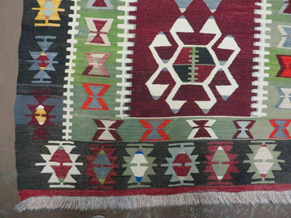Turkish Kilim Rug Vintage Handmade Flat Weave Wool Veg Dyes 3 Ft 8 In By 5 Ft 1 In