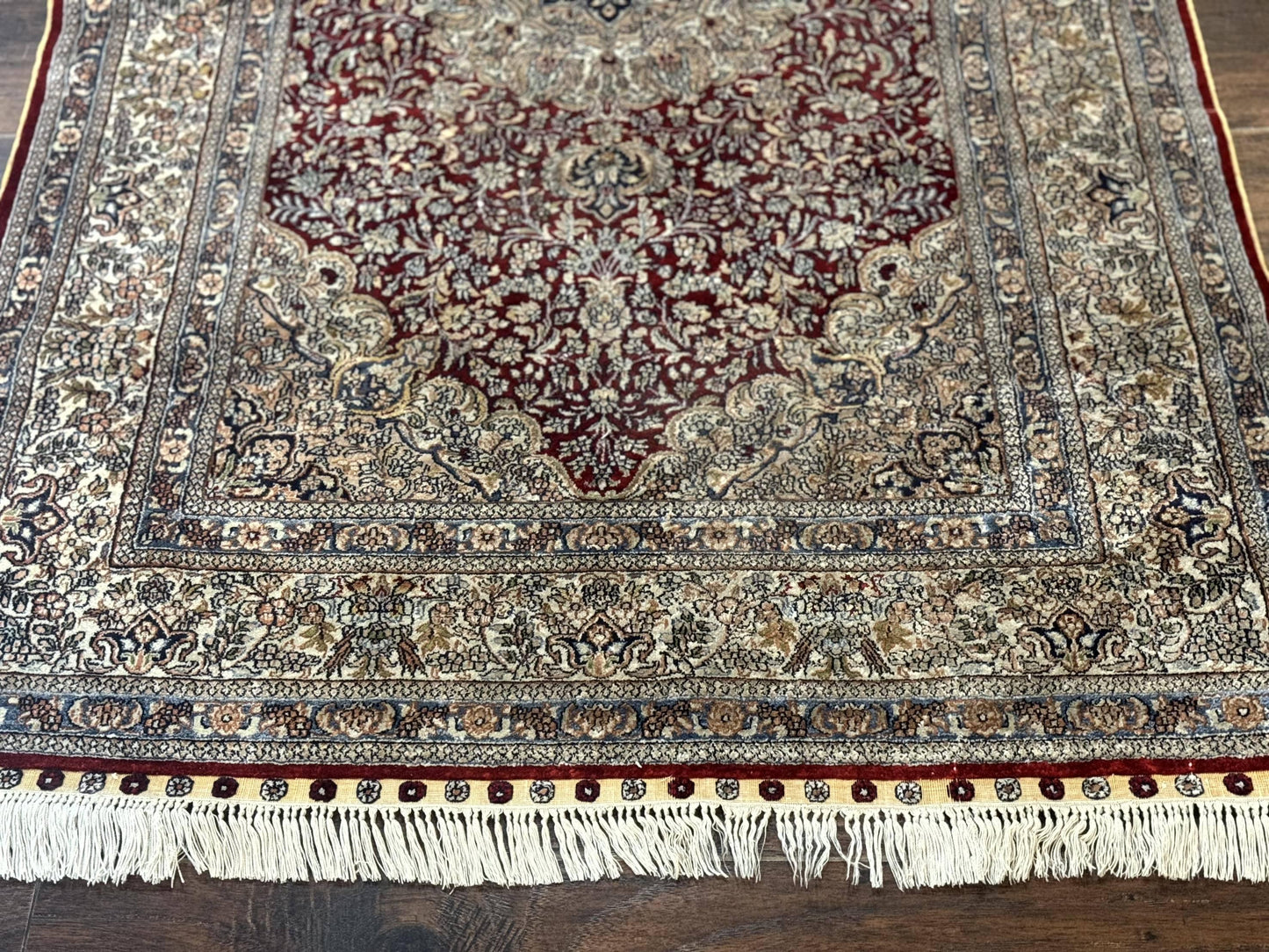 Sino Persian Silk Rug 3x5, Super Fine 440 KPSI, Floral Medallion, Handmade