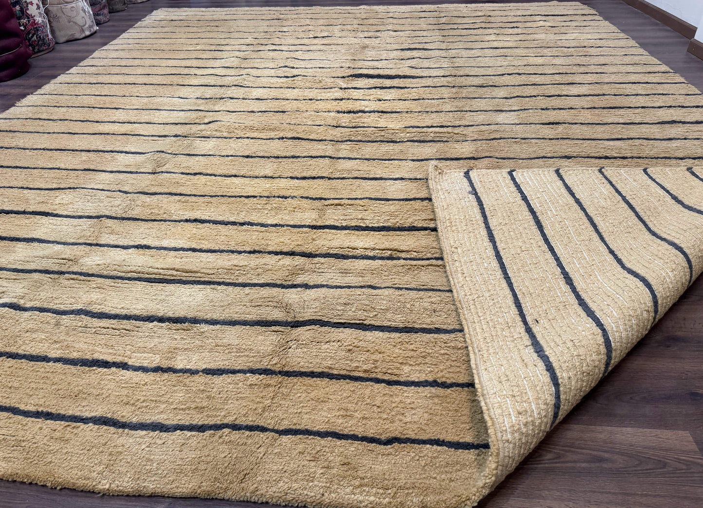 Modern Nepali Rug 13 x 15.6, Palace Size Wool Custom Made Rug, Tan, Large Nepali/Tibetan Carpet