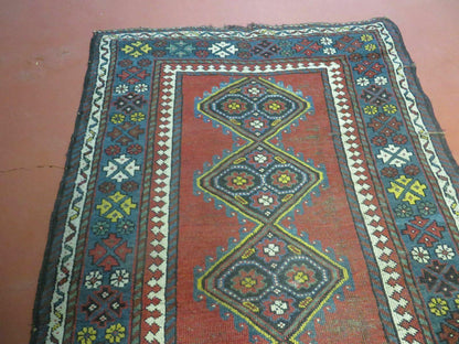 Antique 1920s Caucasian Karabagh Rug Ganjeh Talesh Wool Hand Woven 3 By 6 Feet