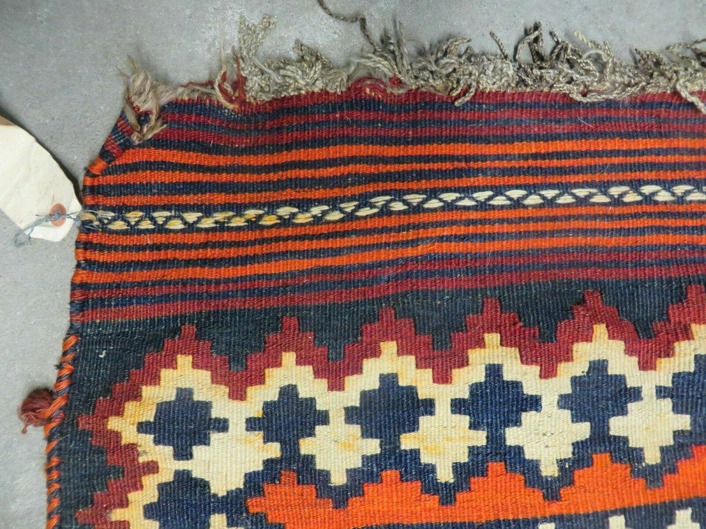 Turkish Kilim Rug Antique Handmade Flat Weave Wool Boho Chic Tribal Design