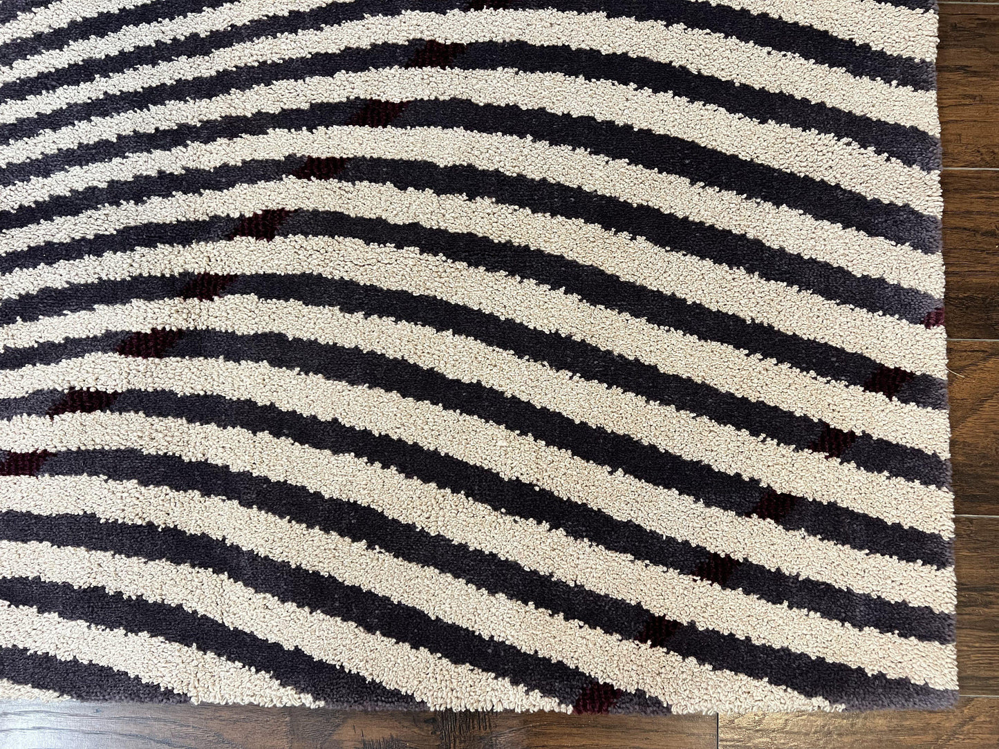 Zebra Shag Rug Vintage Wool Five Point Seven By Seven Point Four Feet Black And White Decor