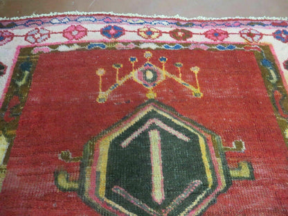 Antique Turkish Caucasian Kazak Wool Rug Handwoven With Vegetable Dyes 1950s 4x8