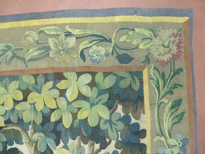 Antique French Tapestry Aubusson Style Nature Handmade One Of A Kind Rare