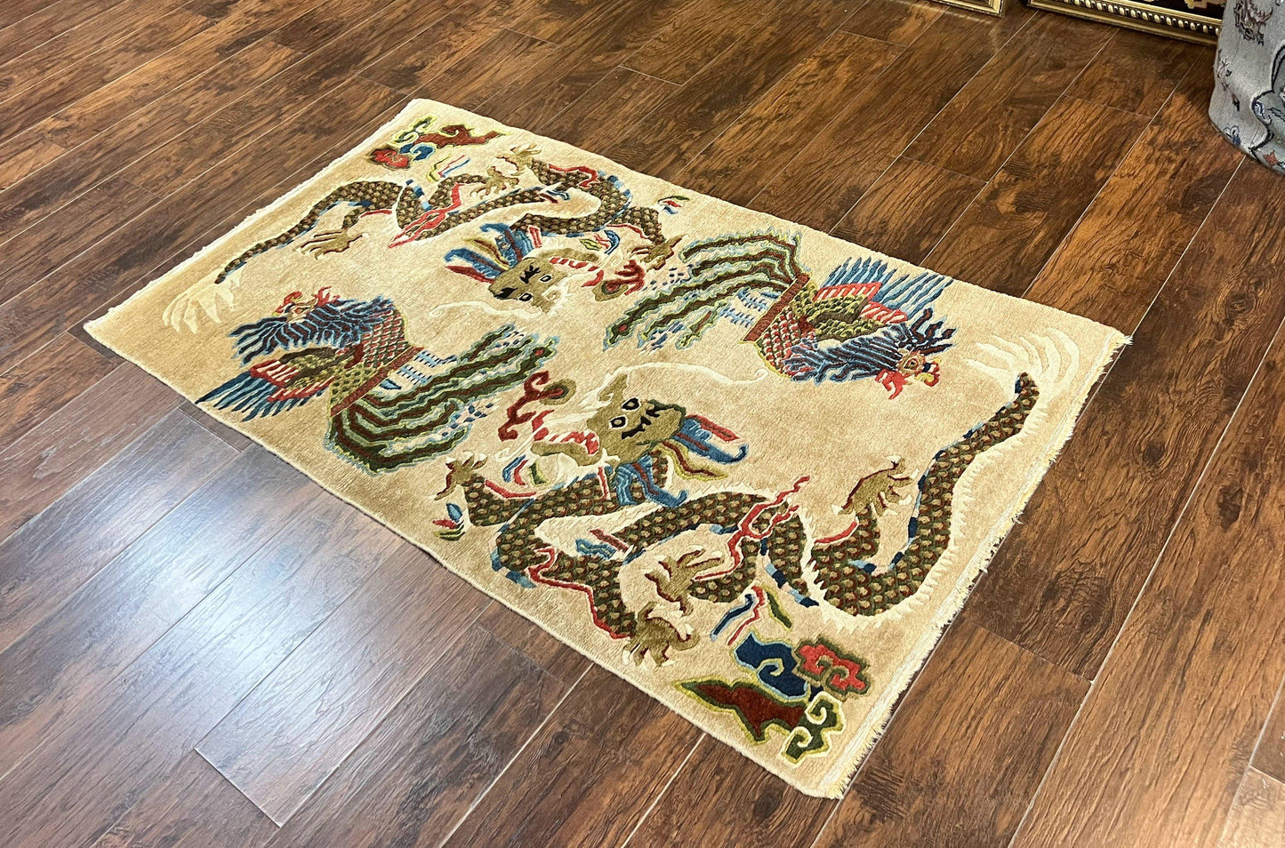 Peking Rug Handmade Wool Antique Chinese Oriental Carpet With Dragon Motifs