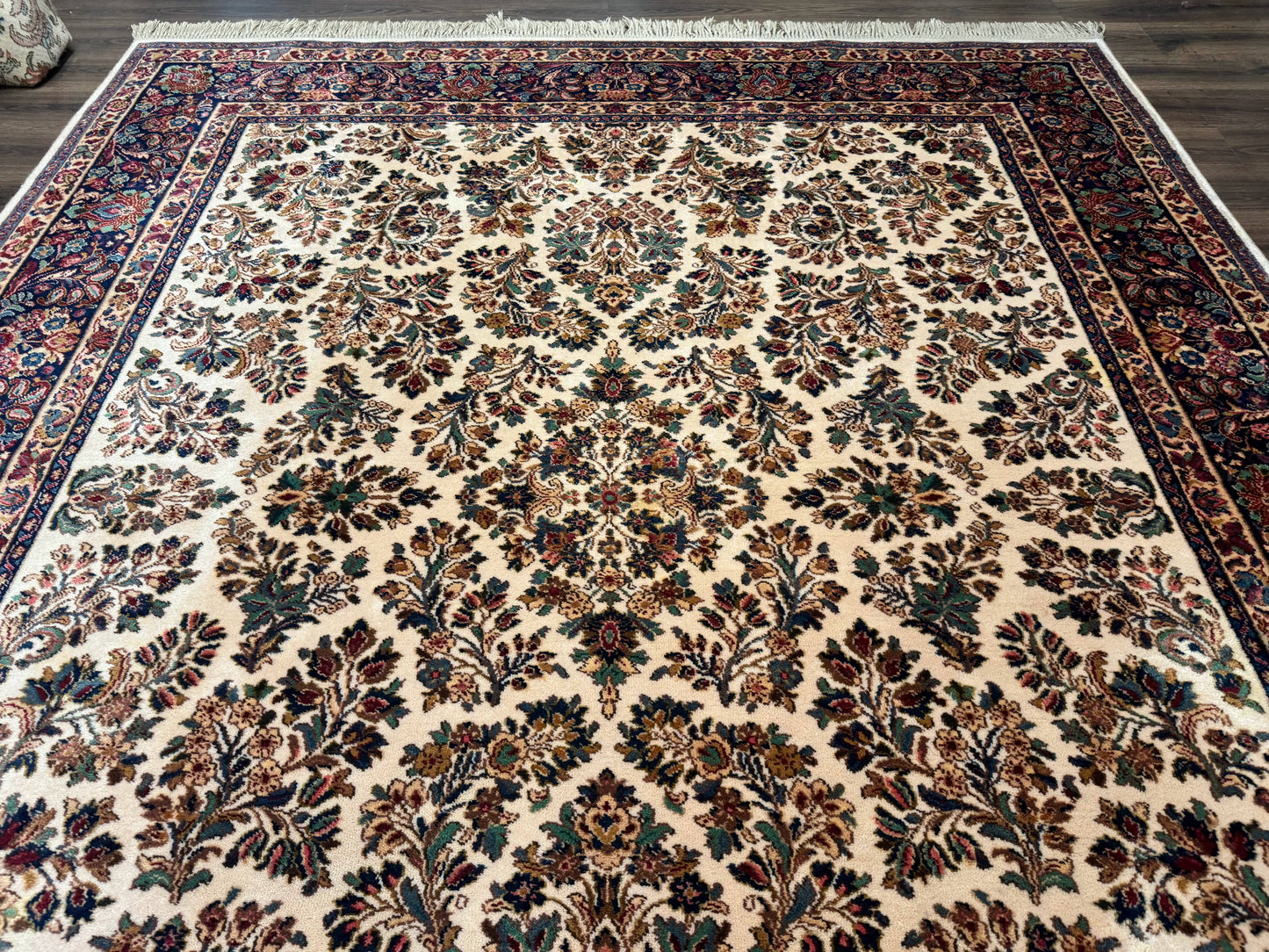 Karastan Rug Ivory Sarouk Wool Area Rug 8.8 X 10.6 Vintage Discontinued 700 Series