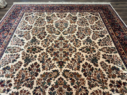 Karastan Rug Ivory Sarouk Wool Area Rug 8.8 X 10.6 Vintage Discontinued 700 Series