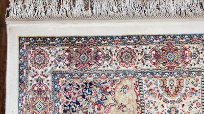 Turkish Silk Rug Beige and Cream 3x5 Ft Soft Accent Bamboo Silk Persian Design