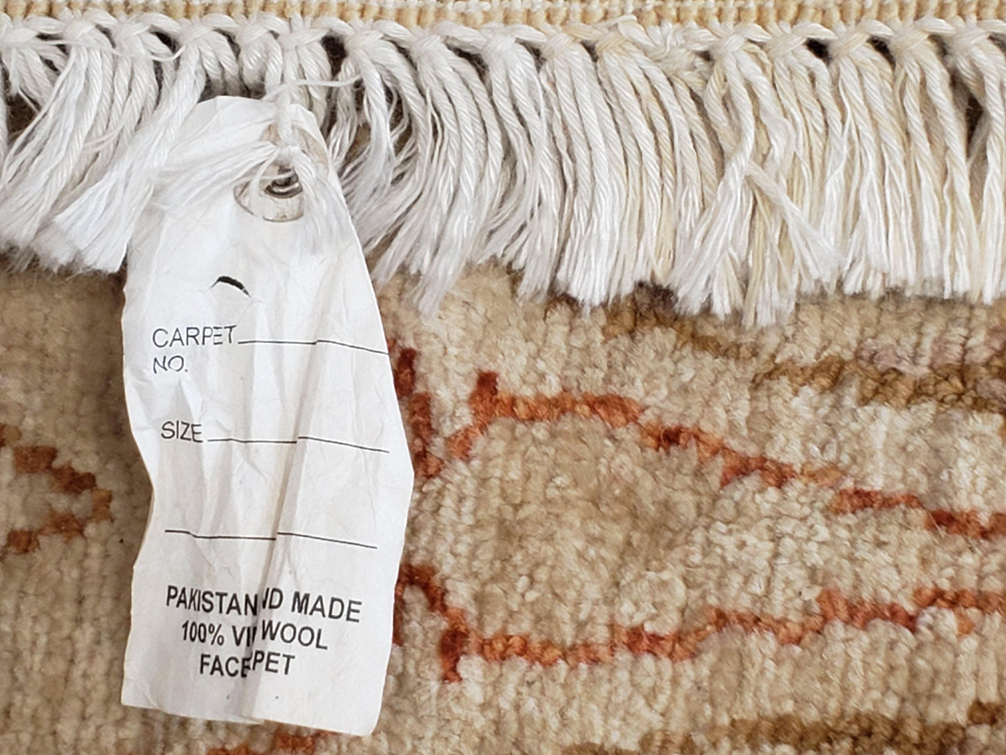 Oushak Rug 8x10 Vintage Hand Knotted Wool Beige Tan Pakistani Peshawar