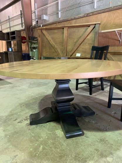 Banks Pedestal Round Dining Table With Kiln Maple Top And Oak Option