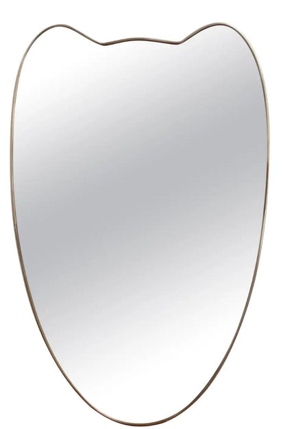 Double-Petal Crest brass mirror isolated on white background
